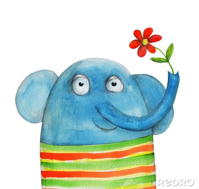 Poster Kleurrijke olifant in aquarel
