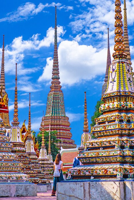 Poster Kleurrijke pagodes in Bangkok