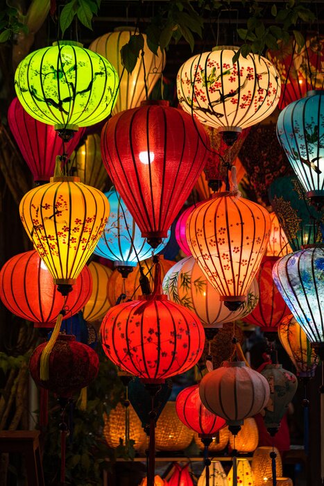 Poster Kleurrijke papieren lantaarns