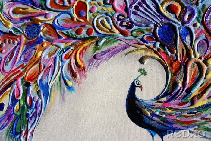 Poster Kleurrijke pauwvogel
