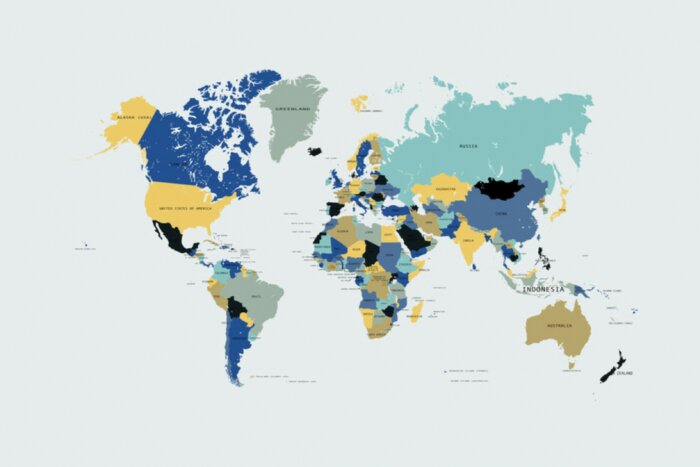 Poster Kleurrijke politieke kaart