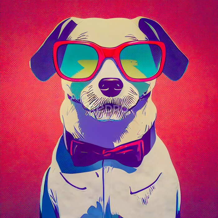 Poster Kleurrijke popart hond