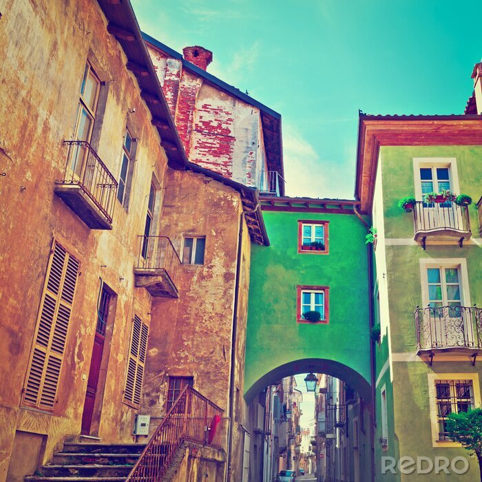 Poster Kleurrijke retro herenhuizen