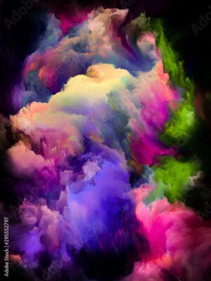 Poster Kleurrijke rook op een zwarte achtergrond