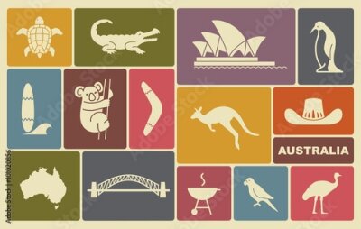 Poster Kleurrijke symbolen van Australië
