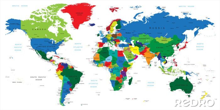Poster Kleurrijke wereldkaart