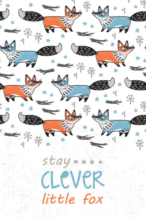 Poster Kleurrijke wintervossen