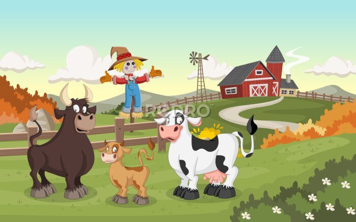 Poster Koeiensprookje over een boerderij