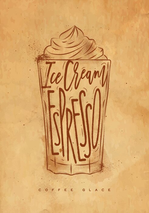 Poster Koffie glace cup craft