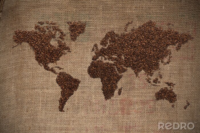 Poster Koffie wereldkaart