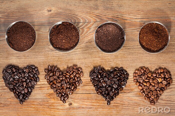 Poster Koffiebonen en gemalen koffie
