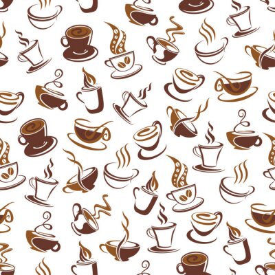 Koffiekopje met bonen naadloze patroon achtergrond