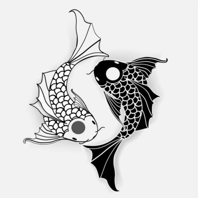 Poster Koi karper yin-yang symbool