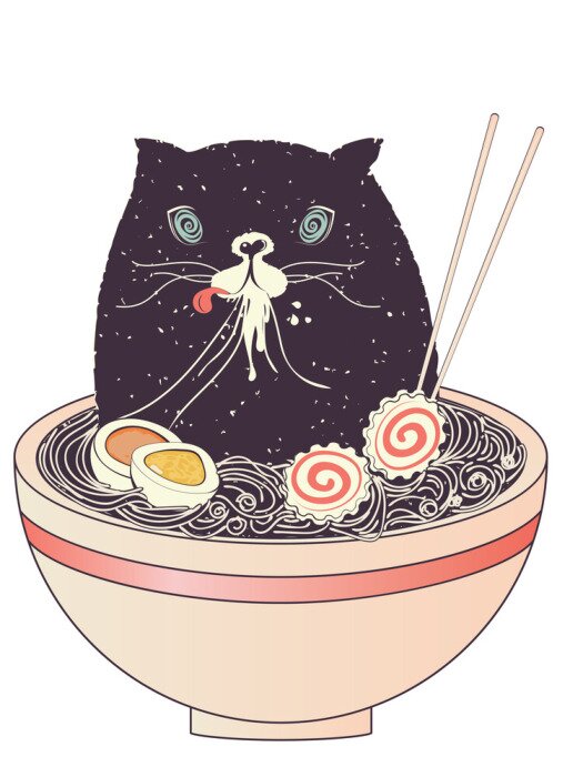 Poster Kom met ramen en zwarte kat