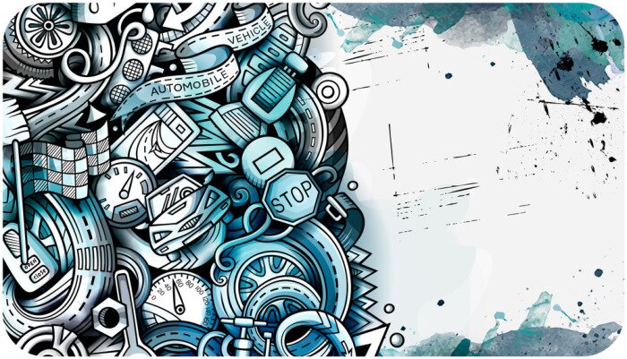 Poster Komische afbeeldingen van een autokerkhof