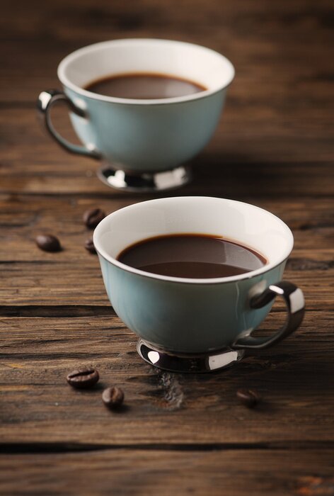 Poster Kopje Italiaanse koffie stong espresso op de vintage tafel