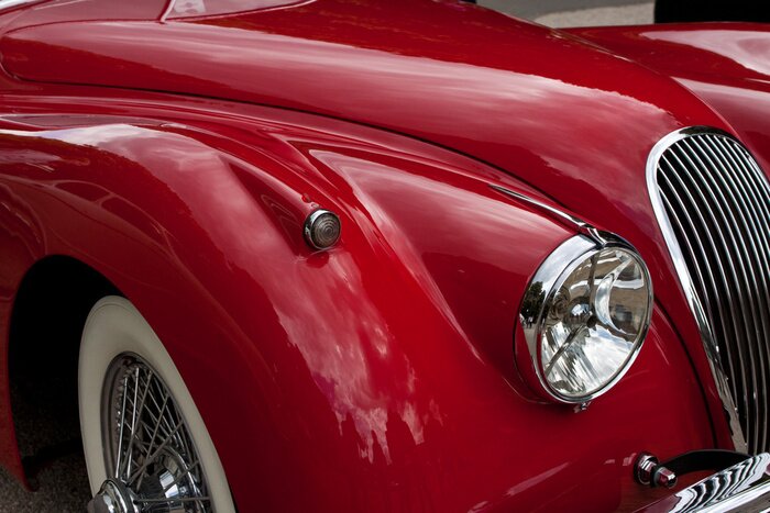 Poster Koplampen van een oude sportwagen