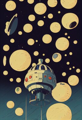 Poster Kosmisch retrofuturisme