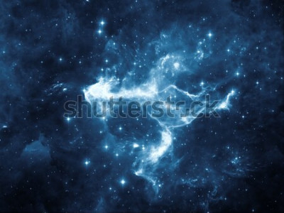 Poster Kosmische ruimte en wolken bedekt met sterren