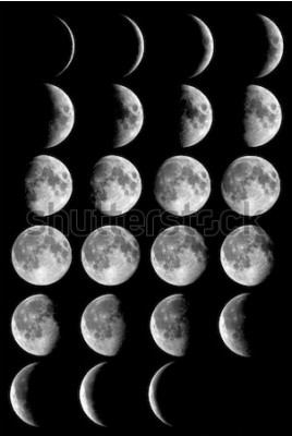 Poster Kosmos en de maan in verschillende fasen