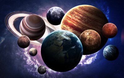 Poster Kosmos en planeten die behoren tot het zonnestelsel