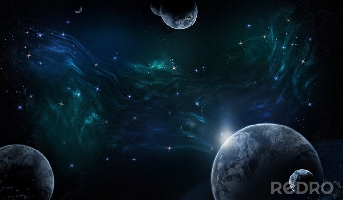 Poster Kosmosthema en onbekende planeten in de ruimte