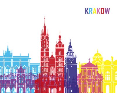 Poster Krakow skyline pop