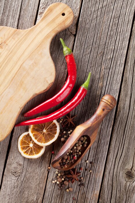 Poster Kruiden op houten tafel