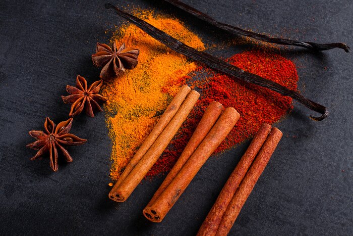 Poster Kruiden opgestapeld op het patroon van de gebroken hart