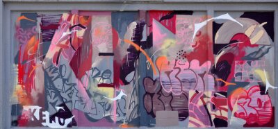 Kunst ondergronds. Prachtige straatkunstgraffiti stijl. De muur is versierd met abstracte tekeningen huisverf. Moderne iconische stedelijke cultuur van straat jeugd. Abstracte stijlvolle foto op de mu