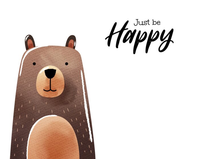 Poster Lachende beer met een lichtbruine buik