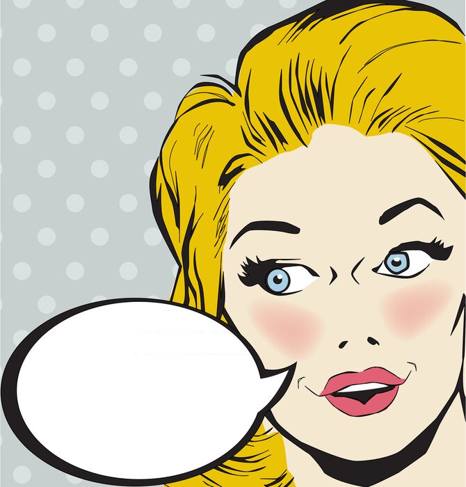 Poster Lachende vrouw in pop-artstijl