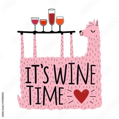 Sticker Lama met wijn