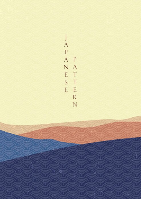 Poster Landscape background with Japanese wave pattern vector. 