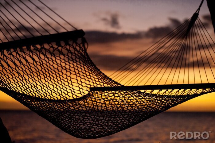 Poster Landschap met een hangmat