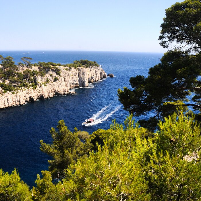 Poster Landschap met een zeilschip
