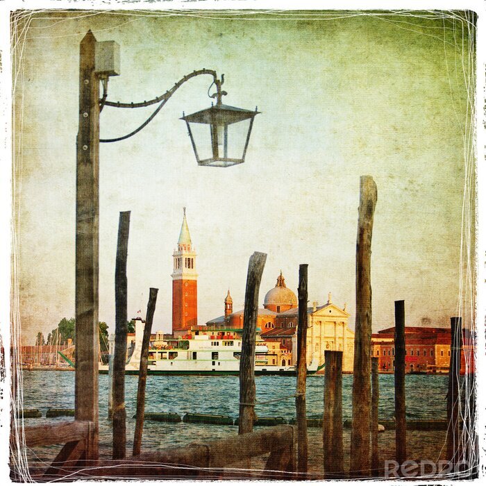 Poster Lantaarn op een brug in Veneti?