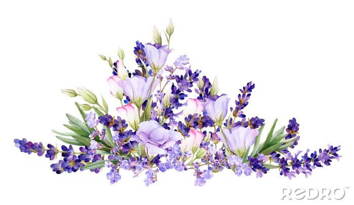 Poster Lavendel en paarse bloemen in de compositie