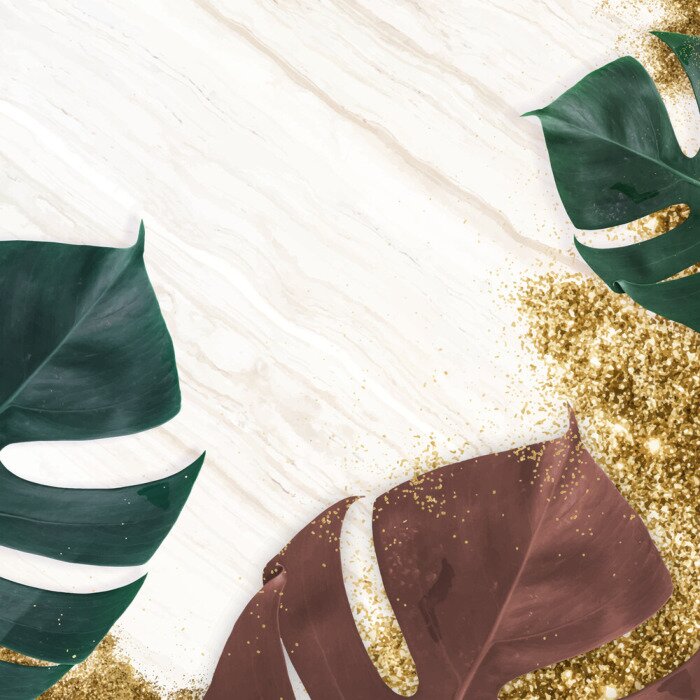 Poster Leaves on marble