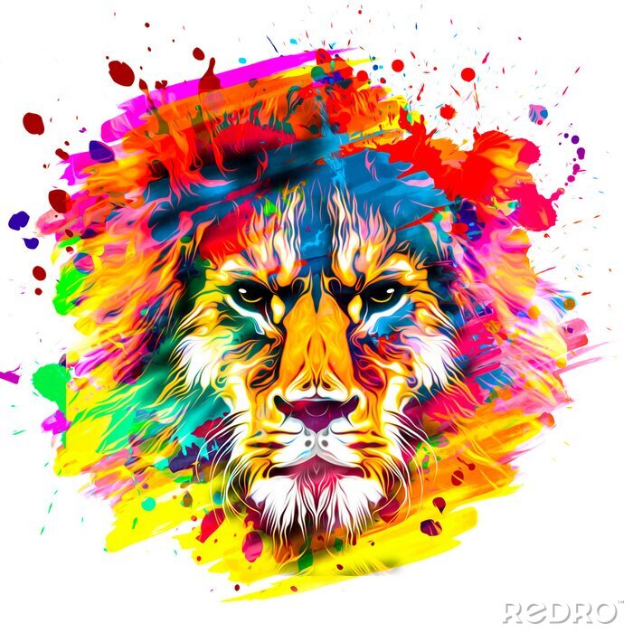 Poster Leeuw in verschillende kleuren