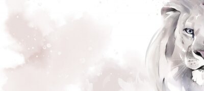 Fotobehang Leeuw op aquarel achtergrond in grijstinten