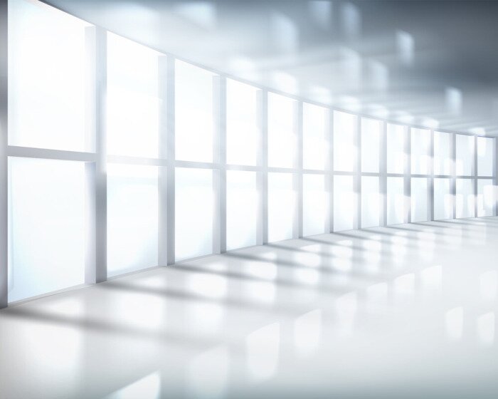 Poster Lege ruimte met een groot raam. Vector illustratie.