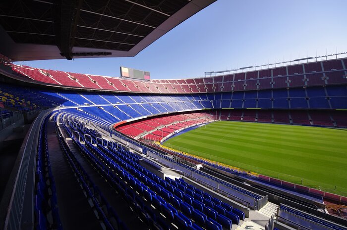Poster Lege tribunes in het Camp Nou-stadion