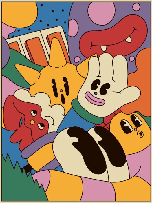 Poster Leuke hippie-personages