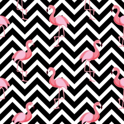 Leuke Retro Naadloze Flamingo Patroon Achtergrond Vector Illustratie