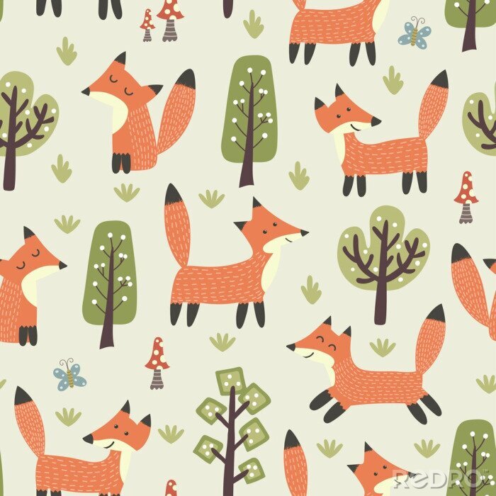 Poster Leuke vossen in het bos