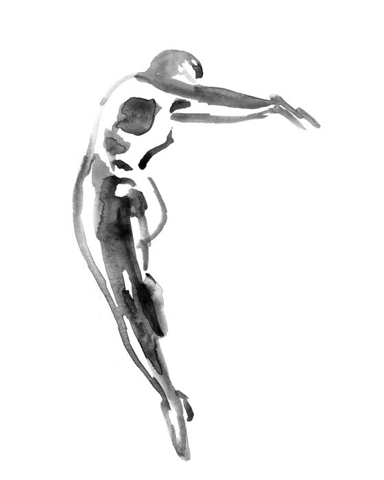 Poster Lichaam in beweging aquarel