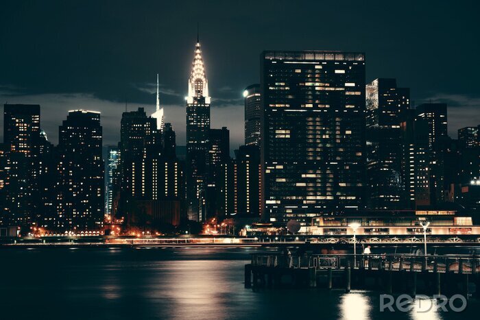 Poster Lichten in de wolkenkrabbers van New York