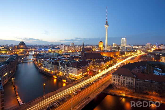 Poster Lichten 's nachts in Berlijn