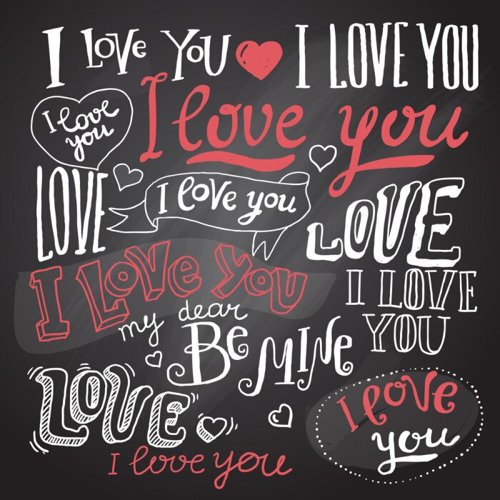 Poster Liefdesinscripties op het bord